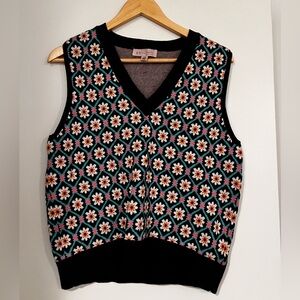 Philosophy Black Floral Sweater Vest Size